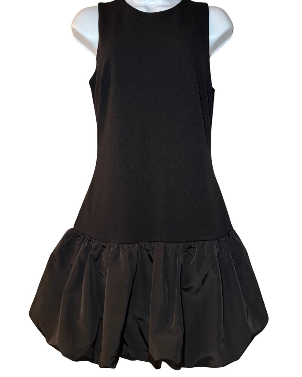 Express Black Drop Waist Bubble Hem Sleeveless Mini Dress Sz Small Party NYE LBD